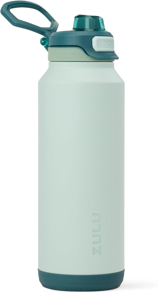 ZULU Powerfill Pro 40oz Stainless Steel Water Bottle with Quick Fill Lid, Triple Walled Vacuum Insulated Metal, Leak Proof Locking Lid, Sip and Chug, Reusable BPA Free, Evergreen