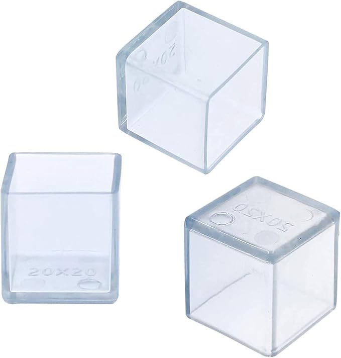 16 Pcs Transparent Square Anti-Slip Rubber Leg Tips Chair Leg Caps Furniture - Image 4