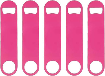 5 Pcs Pink Stainless Steel Heavy Duty Flat Bottle Openers, 7 Inch Solid Beer by Unknown