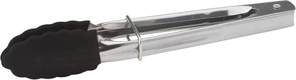 Winco 7" Stainless Steel Utility Tongs, Silicone Tips - Image 2