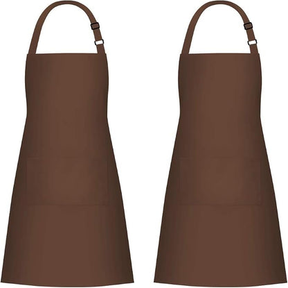Jubatus 2 Pack Bib Aprons with 2 Pockets Cooking Chef Kitchen Apron by Jubatus