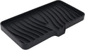 YASMEN Silicone Bathroom Soap Dishes, Sink Sponge Holder for Kitchen, Rubber Soap Dish with Drain, Shower Soap Sponge Tray, Sink or Counter Organizer, for Bar Soap, Bottle, Dish Soap Dispenser-Black