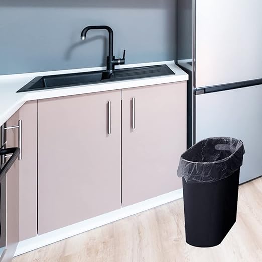 Small Trash Can Plastic Bathroom Wastebasket 3.2 Gallon Slim Garbage Container Bin with Handle for Home Kitchen Bathroom Bedroom Office, 2 Pack (Black)