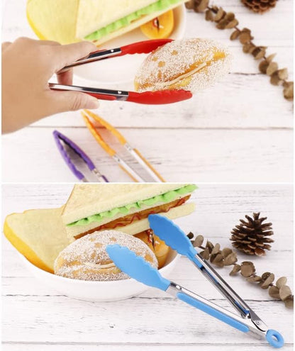 ZHIYE 4Pcs Silicone Tongs, Kitchen Tongs 7” Non-slip & Easy Grip Stainless - Image 6