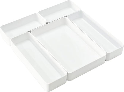 RAUVOLFIA Plastic Stackable Office Desk Drawer Organizers, Small Makeup Vanity by RAUVOLFIA
