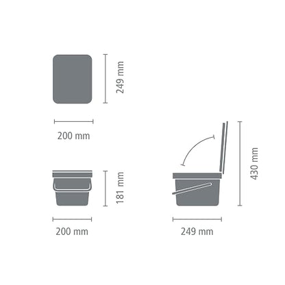 Brabantia Sort & Go Food Trash Can Small Countertop Kitchen Compost Caddy - Image 8