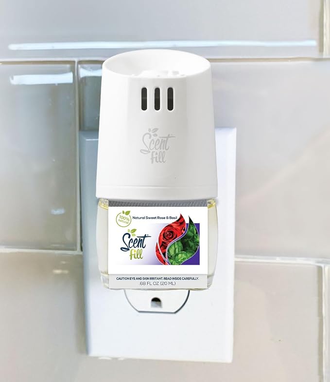 Scent Fill 100% Natural Sweet Rose & Basil Plug in Air Freshener, Scented Oil - Image 2