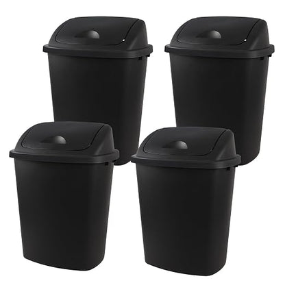 Zopnny 4-Pack 11 Gallon Swing Lid Trash Can, Plastic Swing-Top Garbage Can by Zopnny