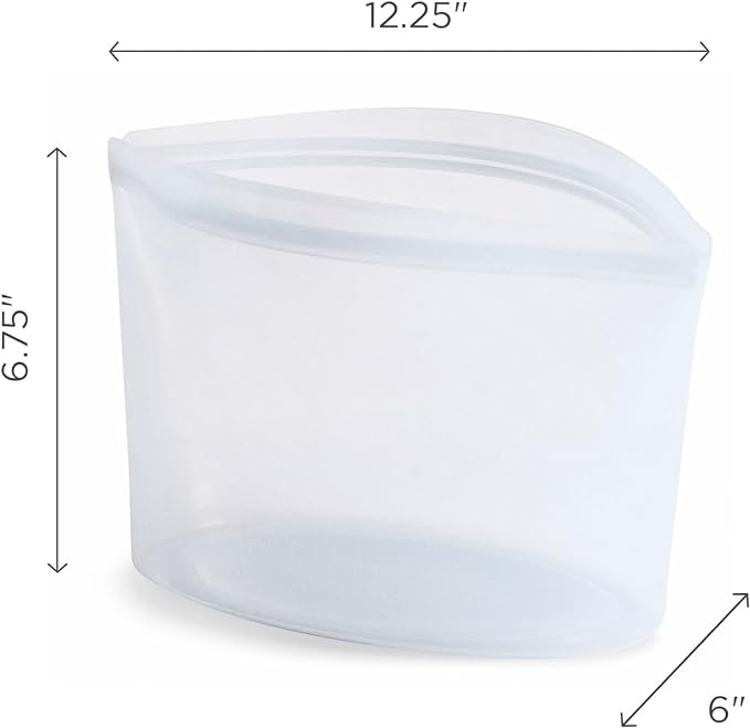Stasher Premium Silicone Reusable Food Storage Bowl, 8-Cup, Clear, Microwave, Sous Vide, Dishwasher, Oven and Freezer Safe, Travel Container, BPA Free, Leak-free, Eco-friendly