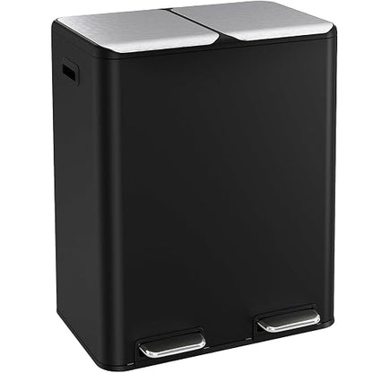 ComfyCorner 16 Gal Dual Trash Can, Stainless Steel Kitchen Garbage Bin by ComfyCorner