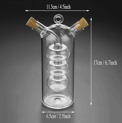 Olive Oil and Vinegar Dispenser Cruet Bottles, 2 in 1 Transparent Dual Glass - Image 3