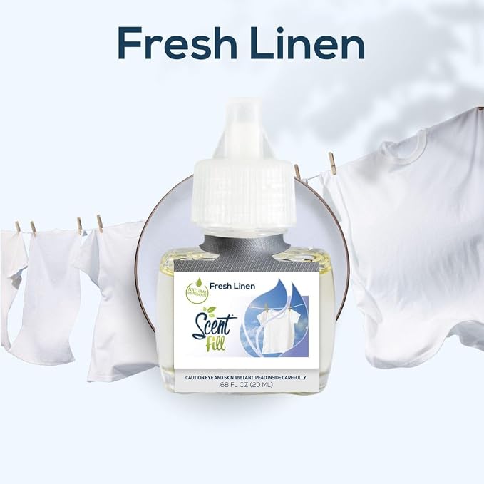 Scent Fill Fresh Linen Plug in Air Freshener, 4 Scented Oil Refills - Image 3