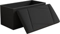 Folding Storage Ottoman Bench, 30 Inches Storage Chest, End of Bed Bench,Folding Ottoman for Bedroom, Entryway and Living Room, 30"x15"x15",Black
