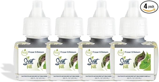 Scent Fill Fraser Fir & Fresh Balsam Pine Plug in Air Freshener, 4 Scented Oil Refills