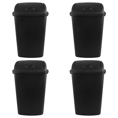 Zopnny 4-Pack Lidded Trash Can, 13 Gallon Black Plastic Garbage Bin - Image 4