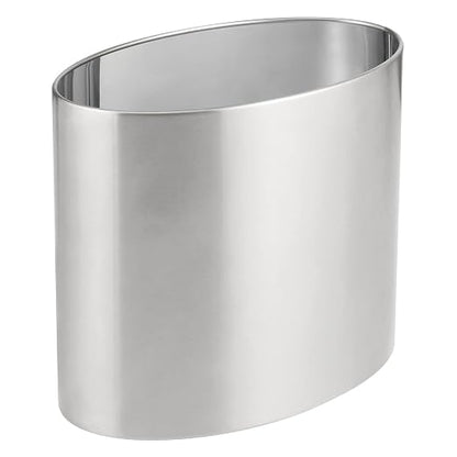 mDesign Stainless Steel Metal Oval Trash Can, 7.9 Liter/2.09 Gallon Wastebasket - Image 6