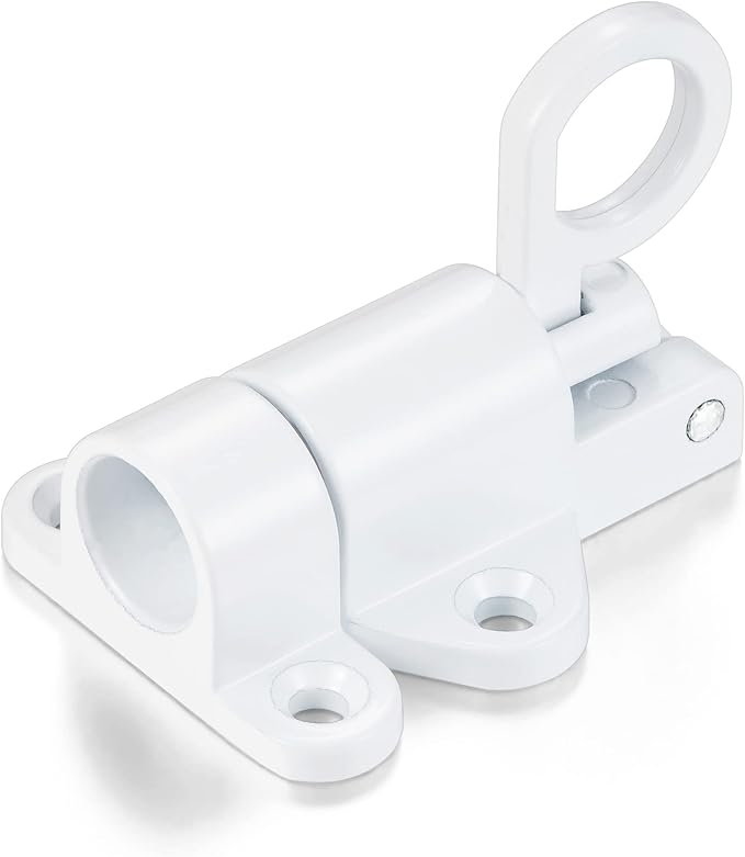2 Packs Self-Closing Latches，White Spring Door Lock，Resilient Bolt Latch Aluminum Alloy Safety Automatic Spring Barrel Slide Door Lock with Screws,Used for Gate,Window and Cabinet etc