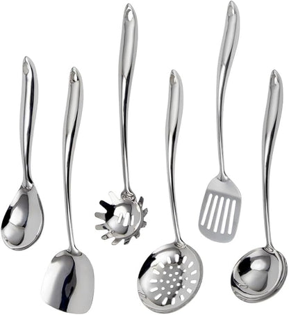 VALESKA 6PCS Stainless Steel Cooking Utensils Set, Metal Kitchen Utensils Set by VALESKA