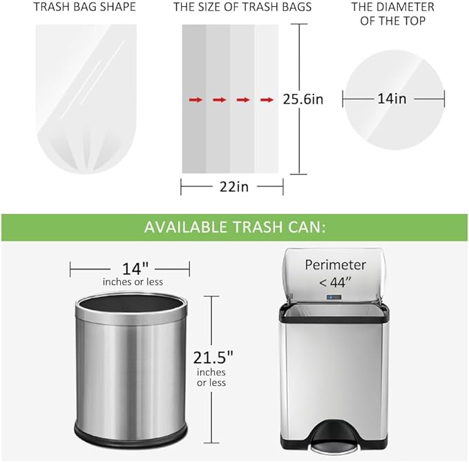8 Gallon 130 Counts Strong Trash Bags Garbage Bags by RayPard, fit 30 Liter - Image 2