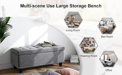 Ottoman with Storage, Storage Ottoman Bench with Button-Tufted, Upholstered End - Image 5