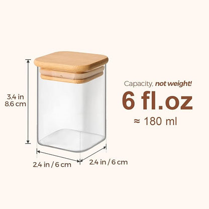 ComSaf 16Pcs Spice Jars with Labels, Glass Jar with Bamboo Lid, 6oz Airtight - Image 3
