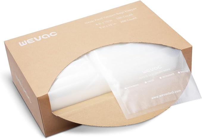 Wevac 6''x10'' and 8''x12'' 300 Count, Vacuum Sealer Bags Keeper, PreCut Bags by Wevac