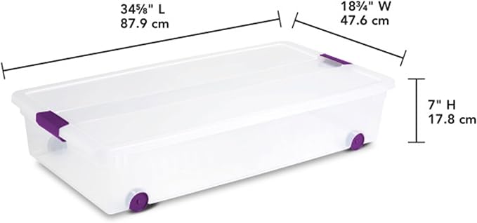 Sterilite 12-Pack ClearView Latch Box, Wheeled Underbed Organizer Bins - Image 3