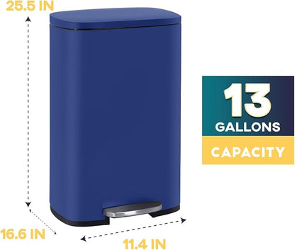 FDW | 13 Gallon Trash Can with Lid | Deep Blue | Fingerprint-Proof | Made of - Image 7