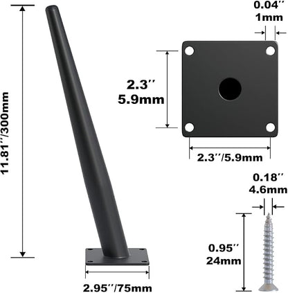 4PCS 12 Inch Matte Black Tapered Angled Legs - Image 3