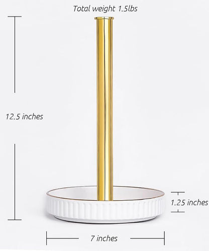 VROOMIUM Gold Paper Towel Holder Countertop, Ceramic Base Easy-to-Clean - Image 3