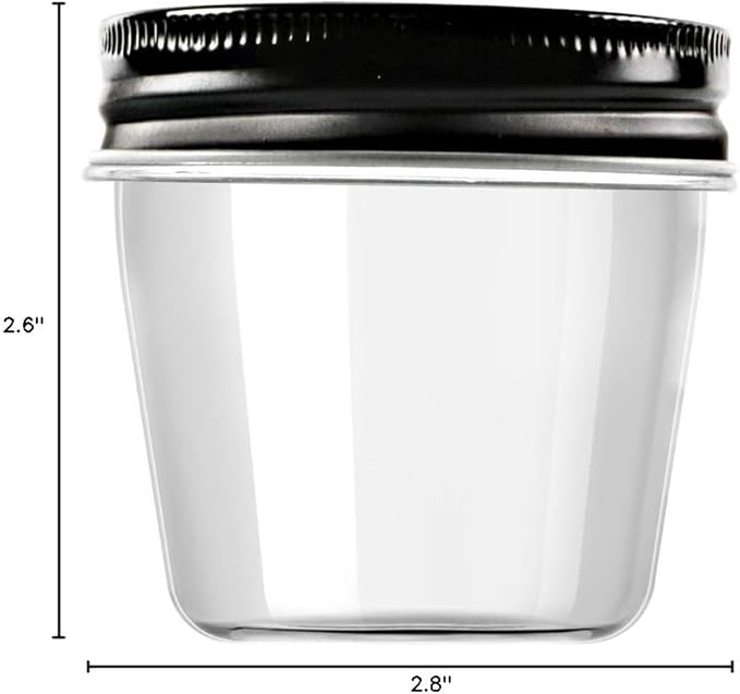 Novelinks 4 oz Clear Plastic Jars with Black Lids – Small Round Reusable Containers for Food, Spices, Crafts, Travel – BPA-Free Storage Jars for Kitchen & Household Organization, 20 Pack