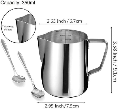 Milk Frothing Pitcher Cup, 12oz/350ML Milk Frother Cup Stainless Steel Steaming - Image 6