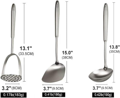 304 Professional Potato Masher, Stainless Steel Cooking Utensils Set, Mirror - Image 5