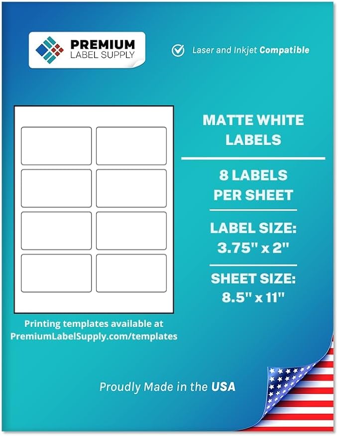 Premium Label Supply White Sticker Mailing Labels – 3.75" x 2" – Laser/Inkjet by PremiumLabelSupply