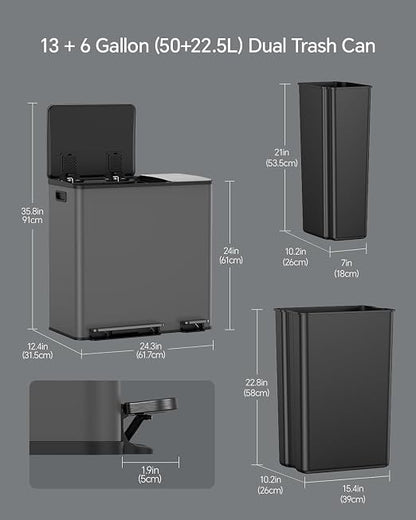 Lovewind Dual Trash and Recycling Bins - Image 2