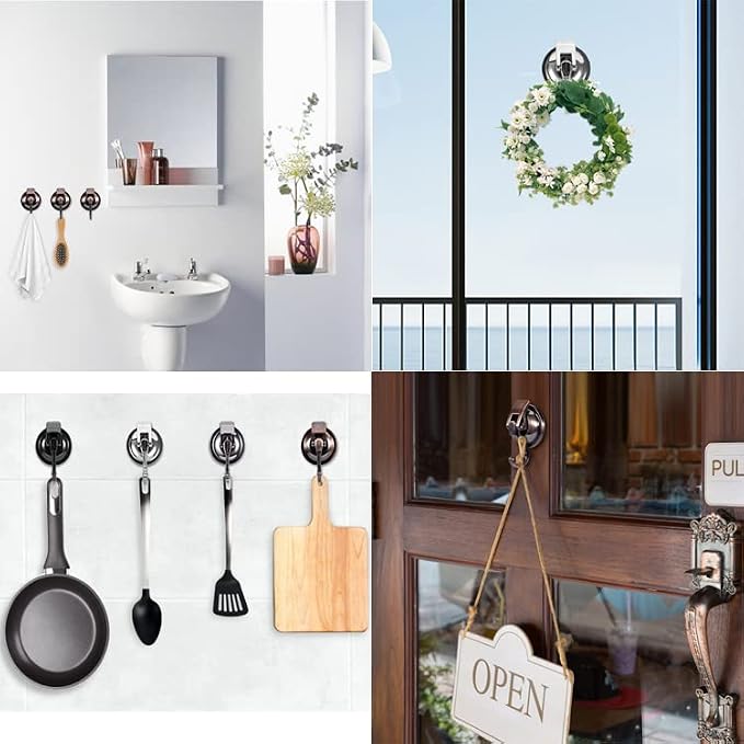 Suction Cup Hooks for Shower, Glass Door, Tile – Loofah, Bath Robe Hook Holder - Image 2