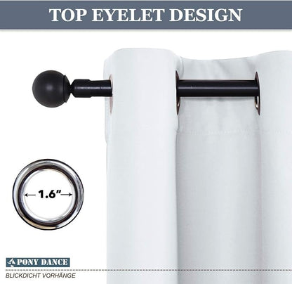 PONY DANCE Greyish White Room Darkening Kitchen Curtains 2 Panels Set, Thermal - Image 2