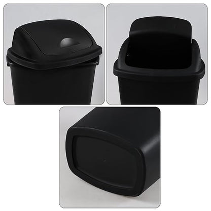 6 Gallon Swing Top Trash Can Outdoor and Indoor Recycle Bin, Plastic Garbage Can - Image 3