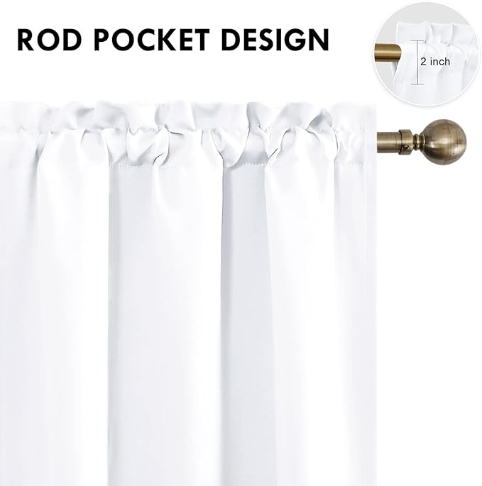 DWCN White Curtains for Living Room Thermal Insulated, 50% Light Blocking Curtains for Bedroom, Dining Room Window, W 42x L 84 Inch, Set of 2 Rod Pocket Curtain Panels