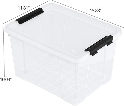 4 Pack 22 Quart Latch Box, Buckle Up Storage Box Set - Image 2