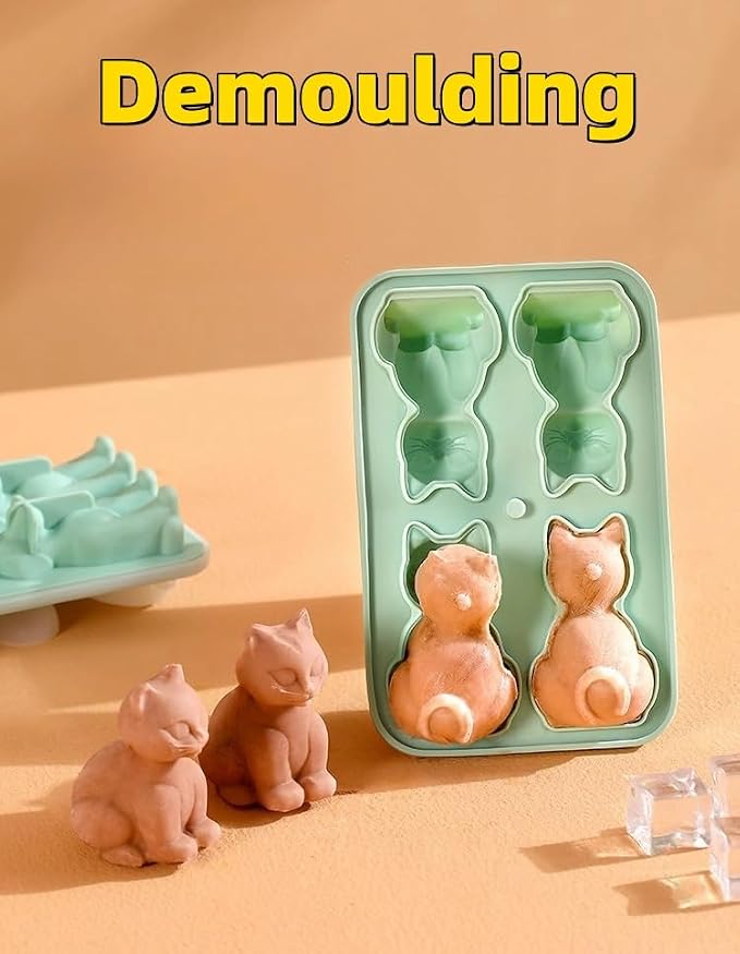 Cute 3D Cat Silicone Ice Cube Tray Mold Cartoon Animal Ice Box BPA-Free - Image 3
