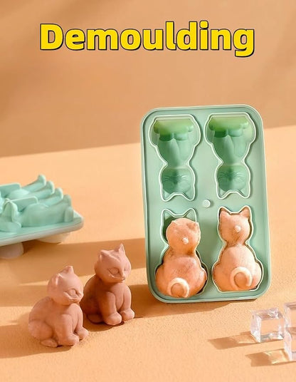 Cute 3D Cat Silicone Ice Cube Tray Mold Cartoon Animal Ice Box BPA-Free - Image 3
