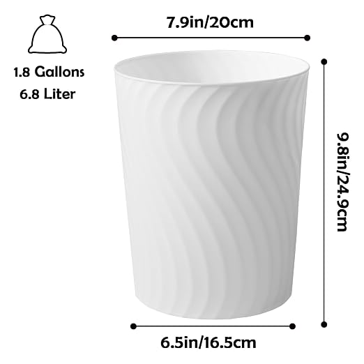 YGJT Small Trash Can, 6 Pack 1.8 Gallons Bathroom Trash Can, Slim Waste Basket - Image 6
