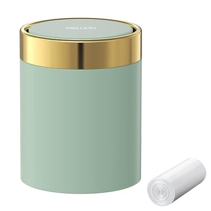 Mini Trash Can with Lid, Desktop Small Trash Can Recycling Bin Cute Metal by Mbillion