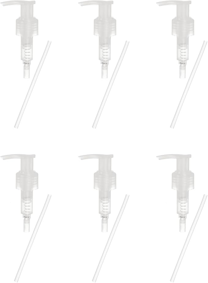 uxcell 6 Pcs Soap Dispenser Pump Heads Soap Dispensers Top Pumps Replacement Switch Pumphead for Standard 24/424 Neck Size Lotion Shampoo Bottle, Transparent