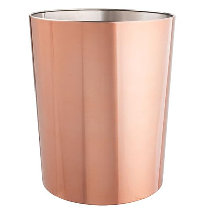 mDesign Round Metal Small 1.7 Gallon Recycle Trash Can Wastebasket, Garbage - Image 6