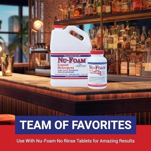 Nu-Foam Sanitizing Tablets for Bar Glassware – Superior Rinse Aid - Hand Washing Bar, Brewery Supplies - Spotless Serving Glasses - Professional - 4 Pack 400 Tablets/ 2,400 Quarts Sanitizing Solution