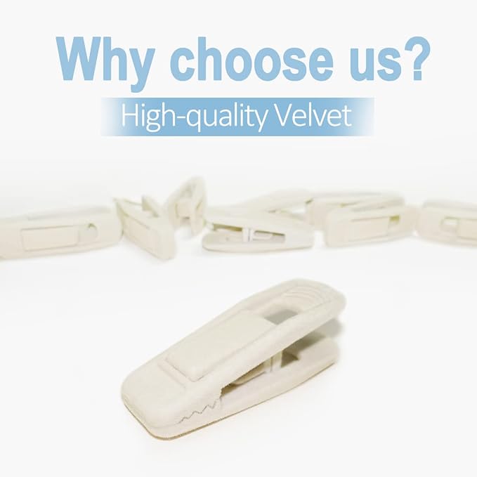 Beige Velvet Hangers Clips, Non-Slip Strong Velvet Clips - Image 4