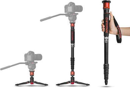 IFOOTAGE Monopod for Camera Cobra 3 A180T, Quick Adjust Monopod with Feet,Height to 71"/180cm,Walking Stick,CB3 Base Tripod,for Camera Photography,Travel,Payload up to 17.64 lbs/8 KG