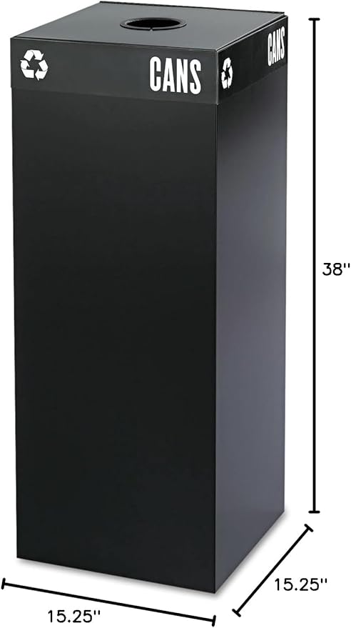 Safco Hallmark 2983BL Public Square Recycling Receptacle Base, 37-Gallon (Top Sold Separately), Black